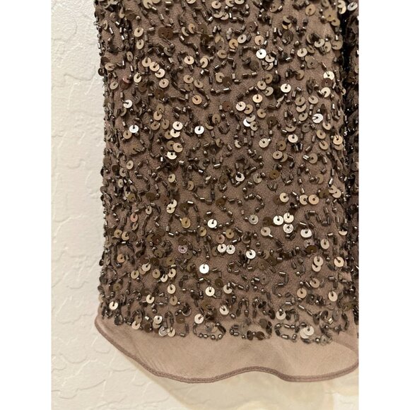 Y2K Adrianna Papell Womans Silk Beaded Top Size 3X Sequin Evening Event Fairy - Picture 10 of 15